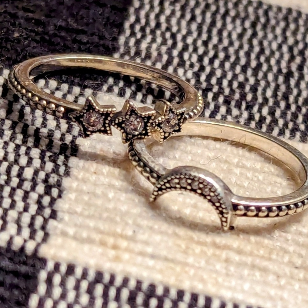 Pandora Silver Curved Stone Rings